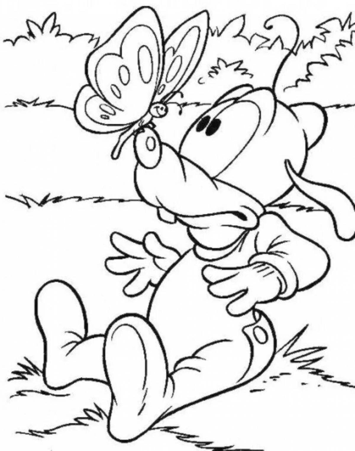 Colorful cartoon character coloring page