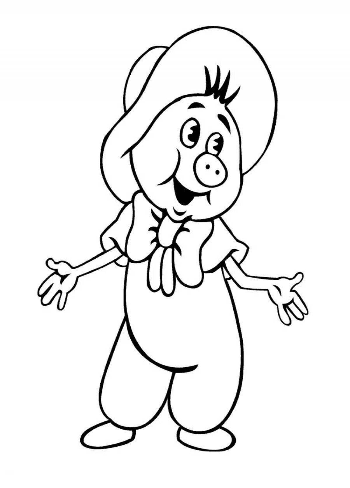 Coloring page of colorful cartoon characters
