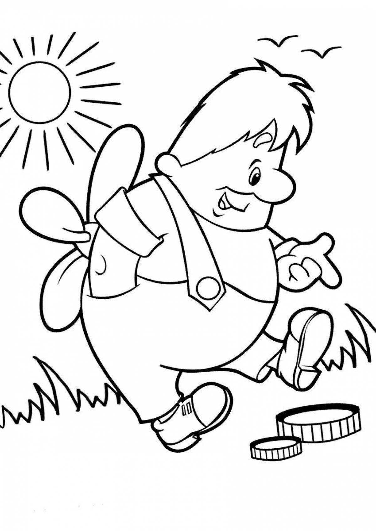 Coloring book magical cartoon character