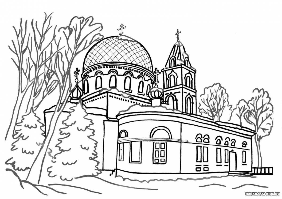 Coloring page charming monastery