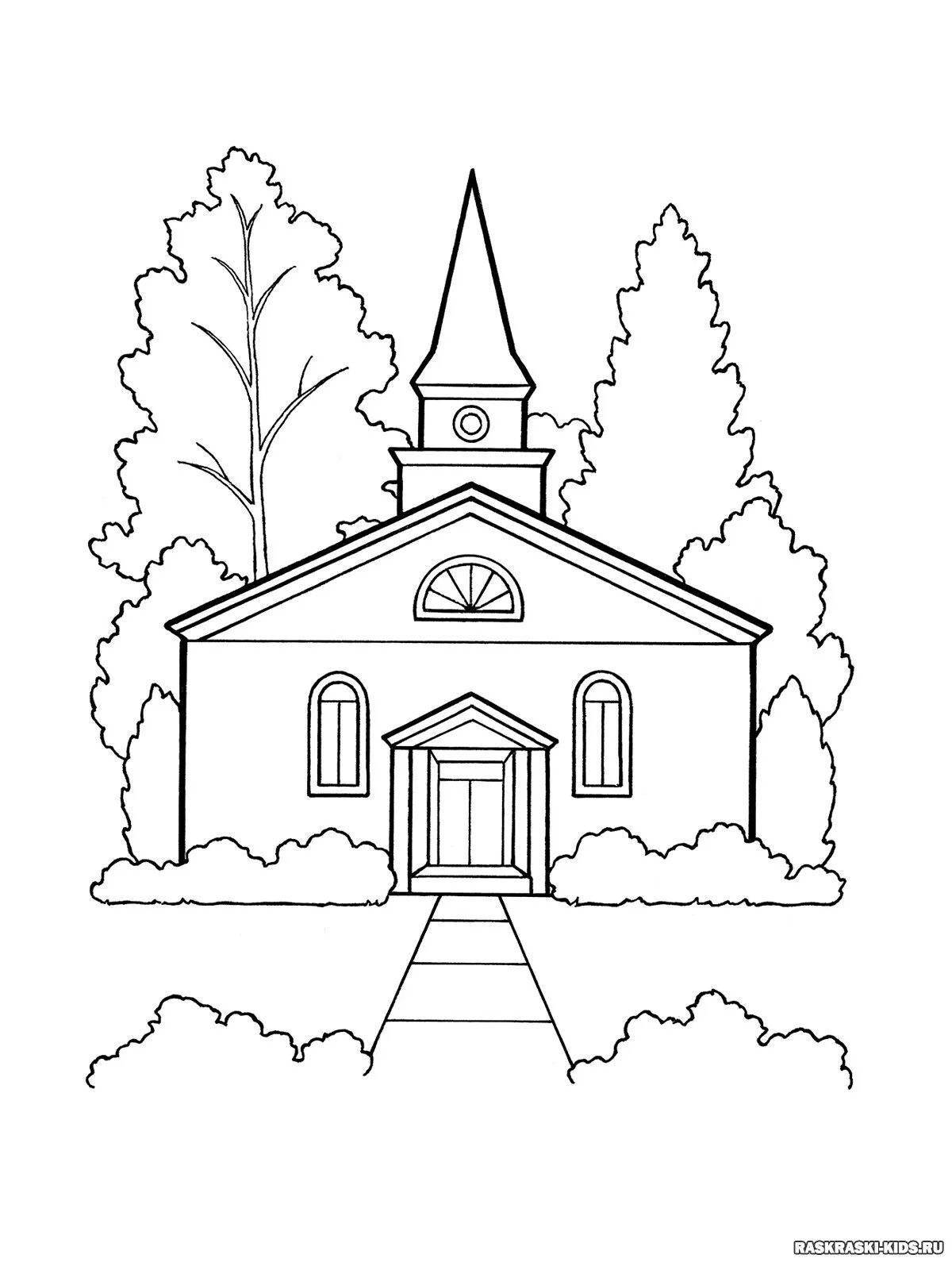 Glittering monastery coloring page