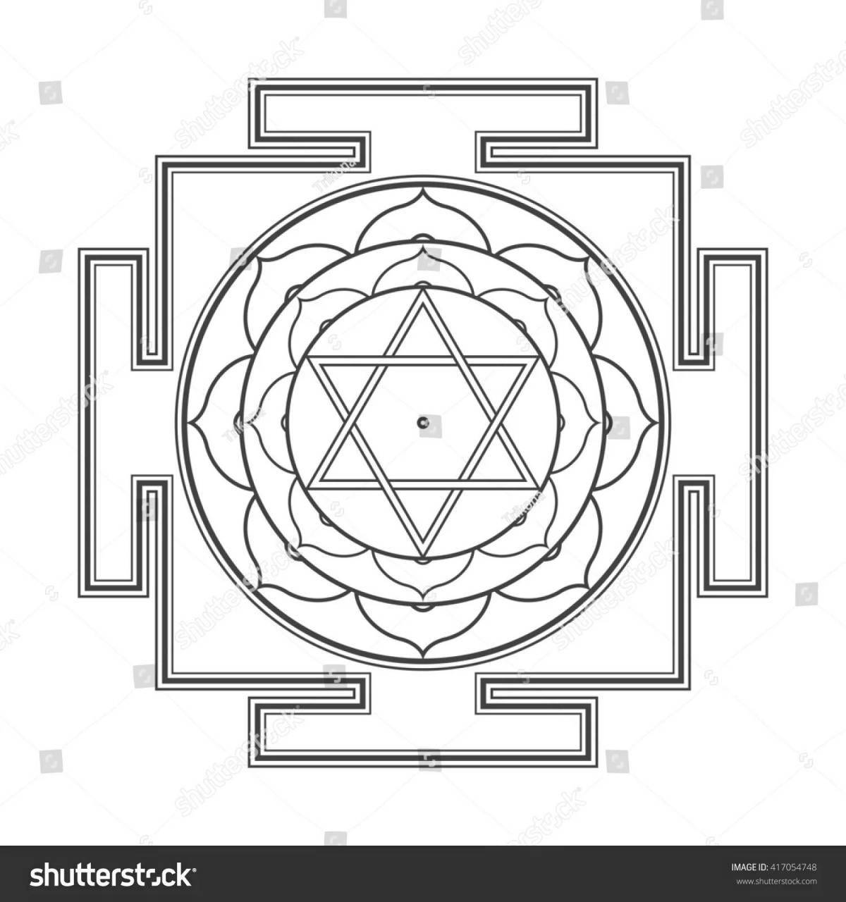 Colorful yantra coloring page