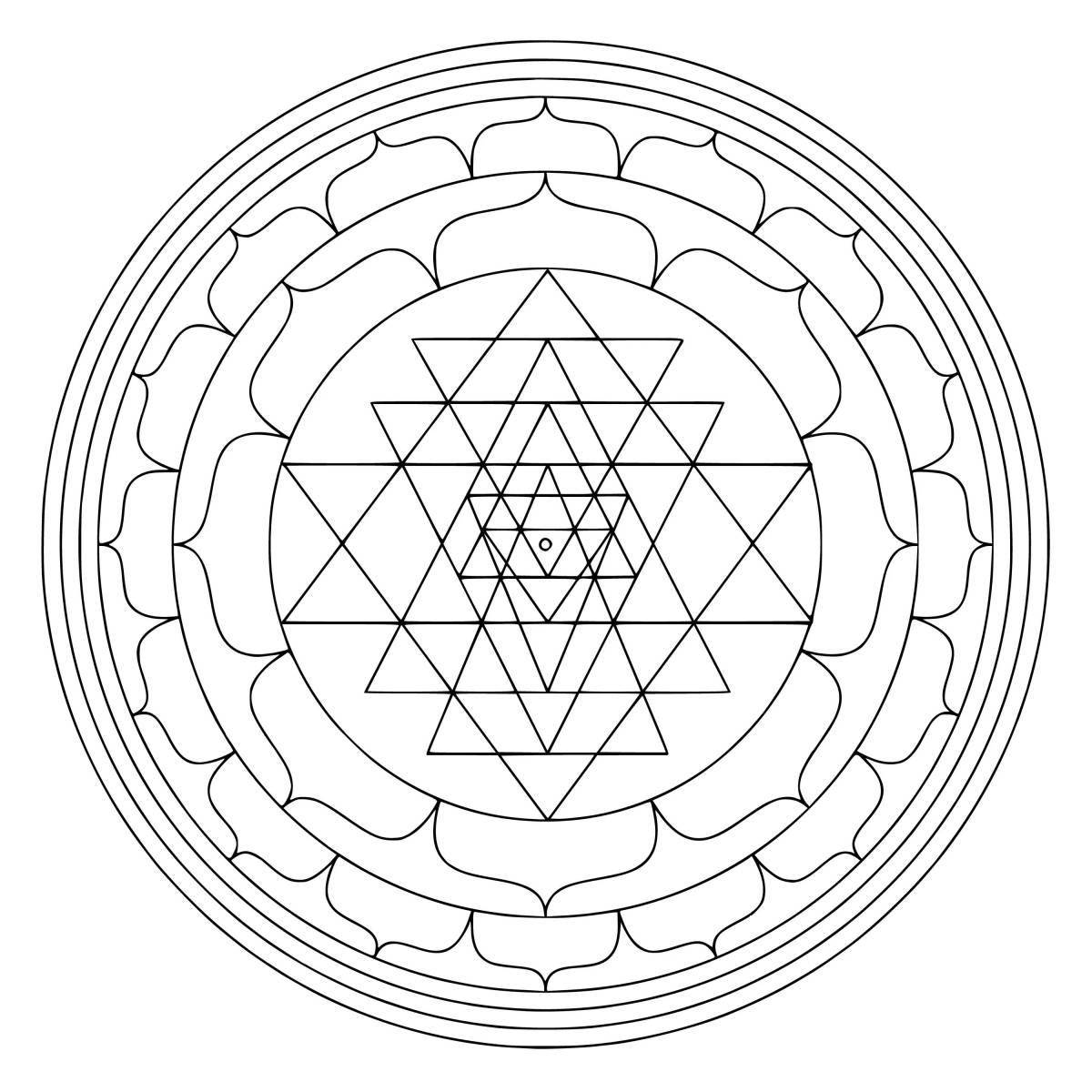 Intricate yantra coloring page