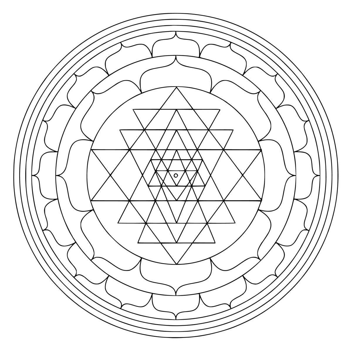 Intricate yantra coloring page