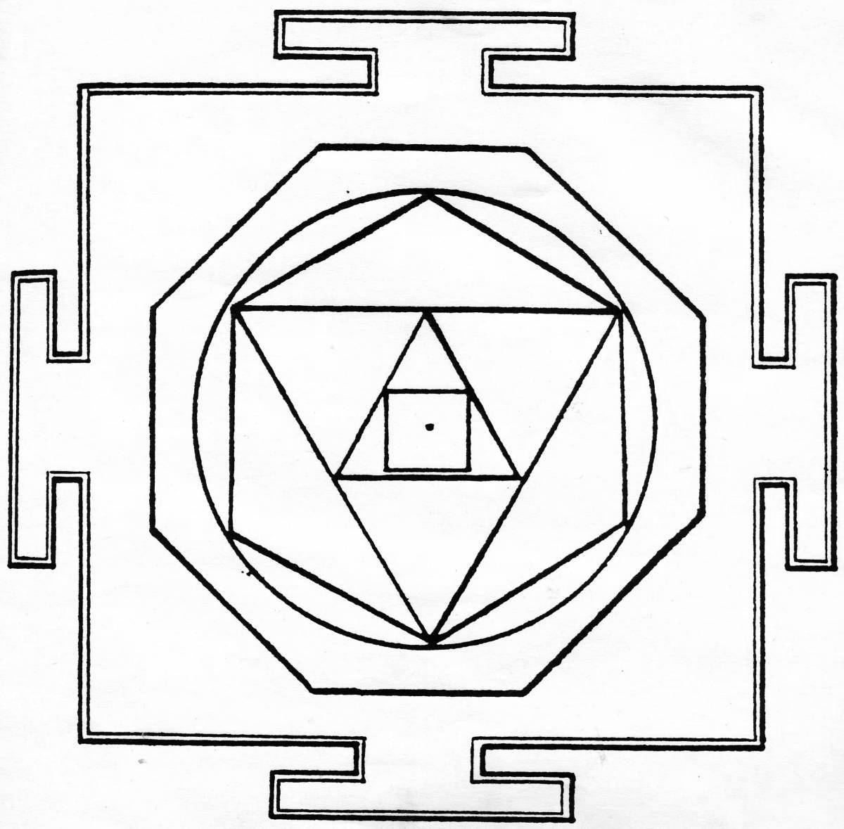 Detailed yantra coloring page