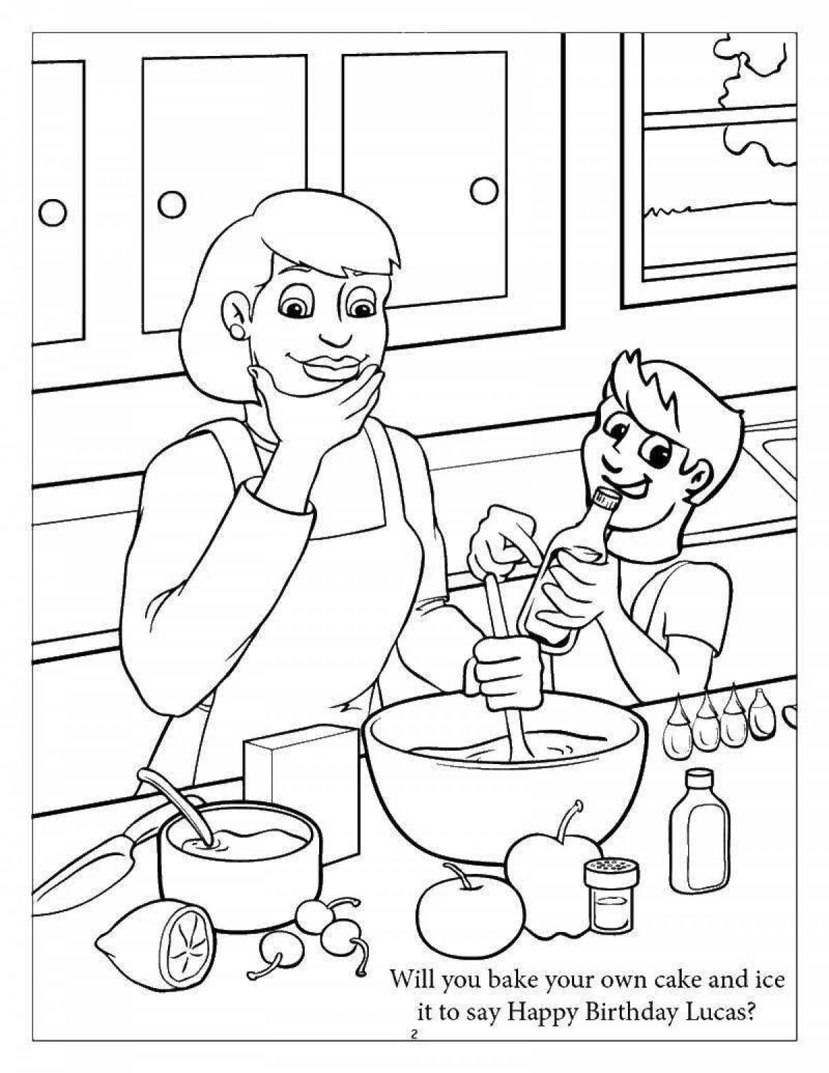 Delicious cooking coloring page