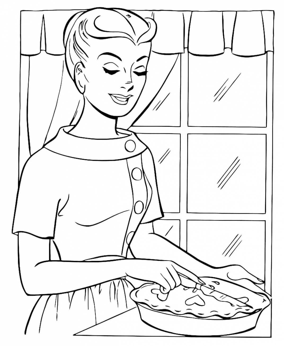 Coloring book appetizing cooking