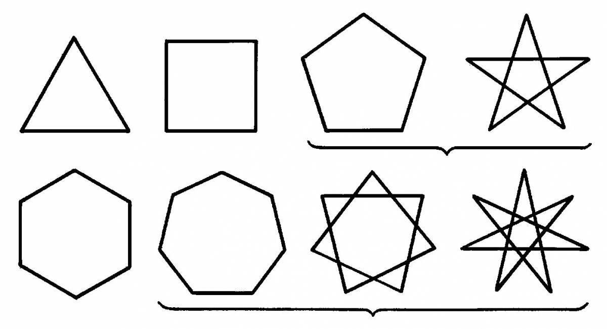Coloring page with colorful polygon