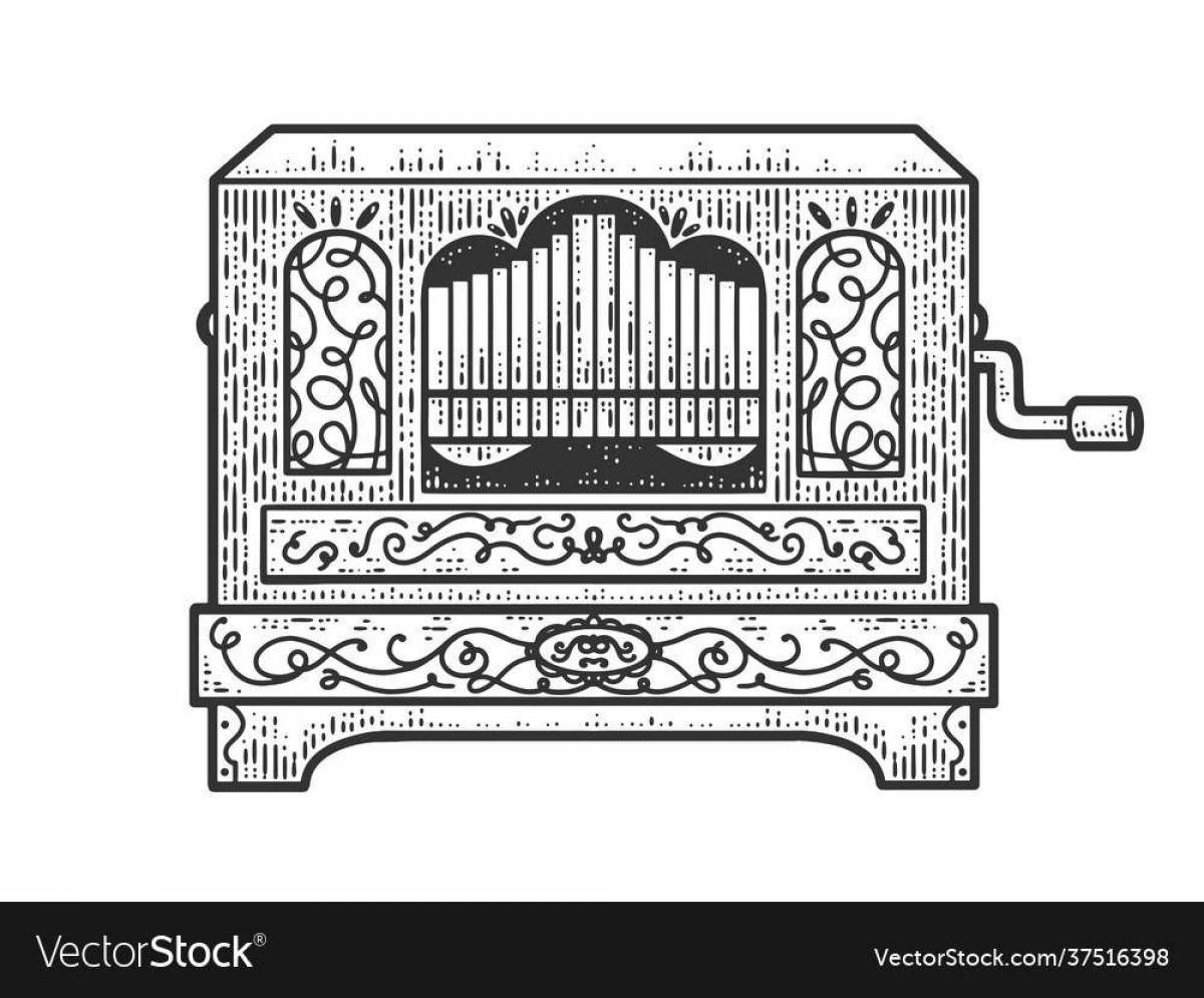 Color painting of the hurdy-gurdy