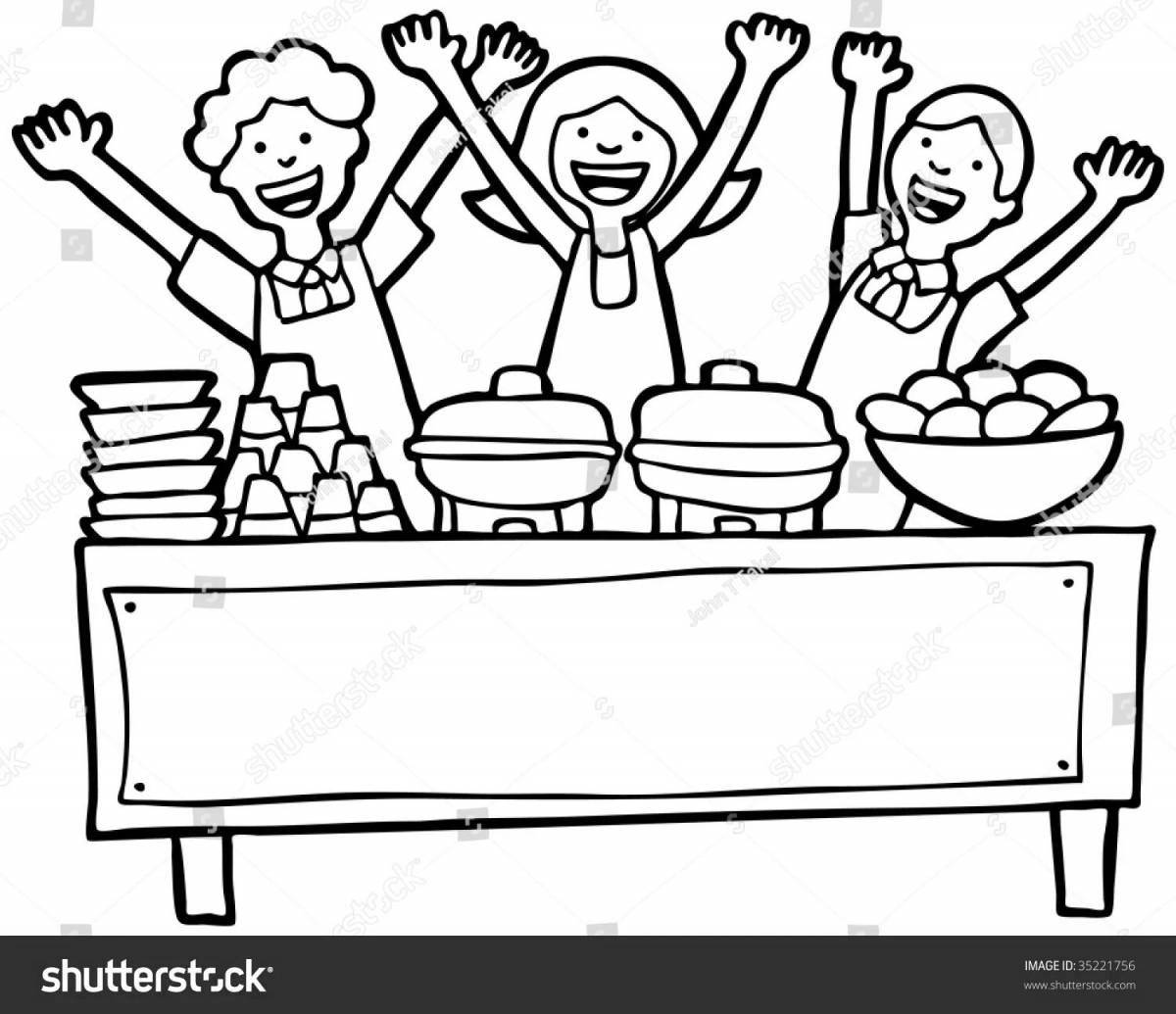 Joyful buffet coloring page