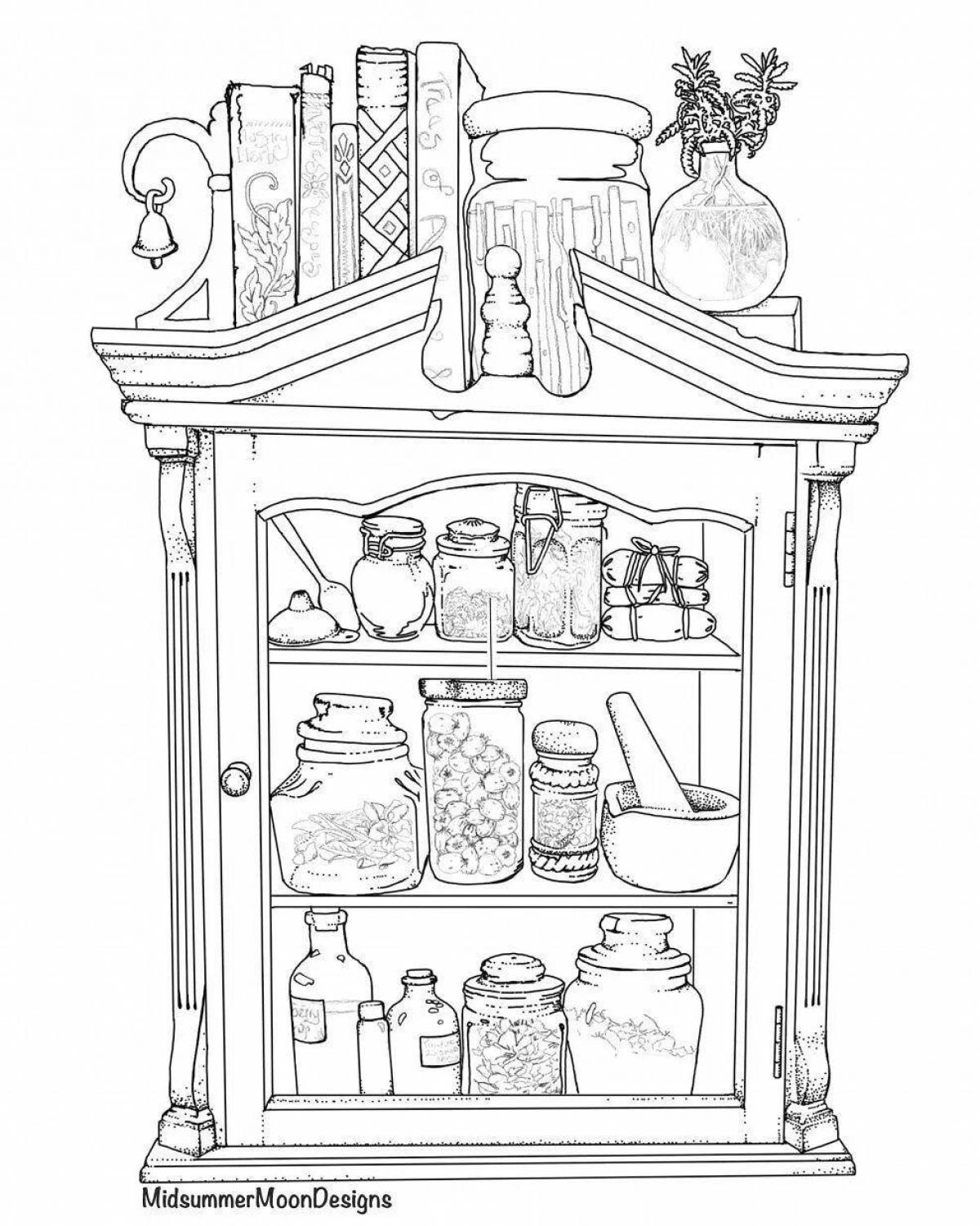 Decorative sideboard coloring page