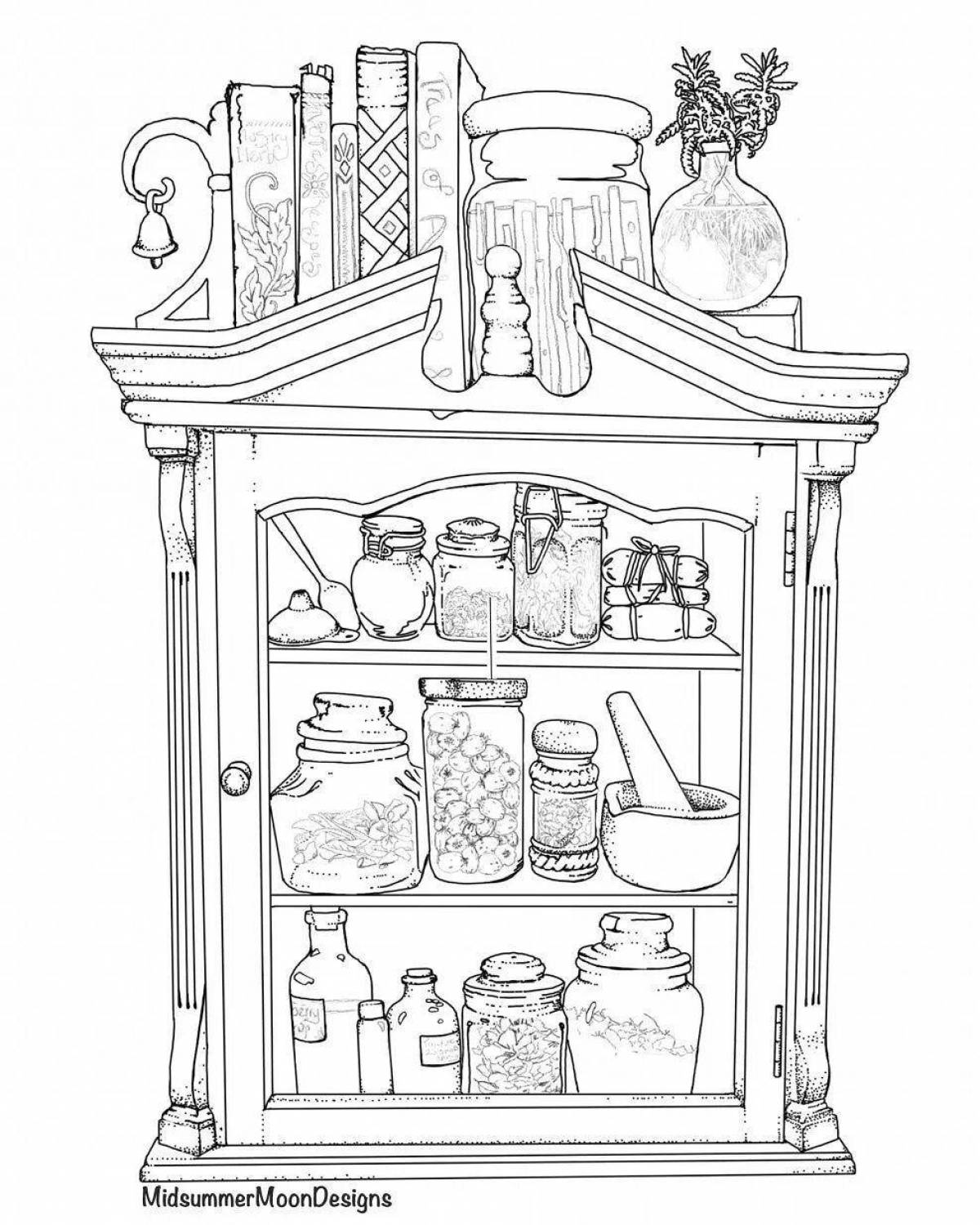 Decorative sideboard coloring page