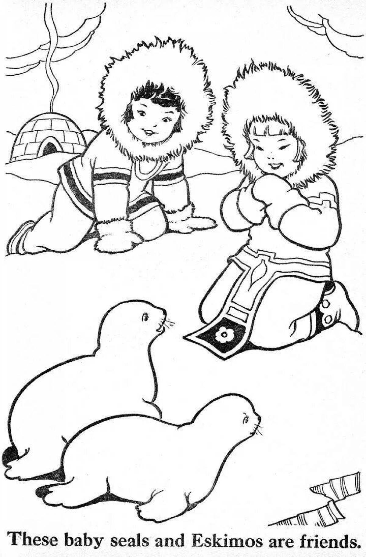 Coloring page cheerful Nenets