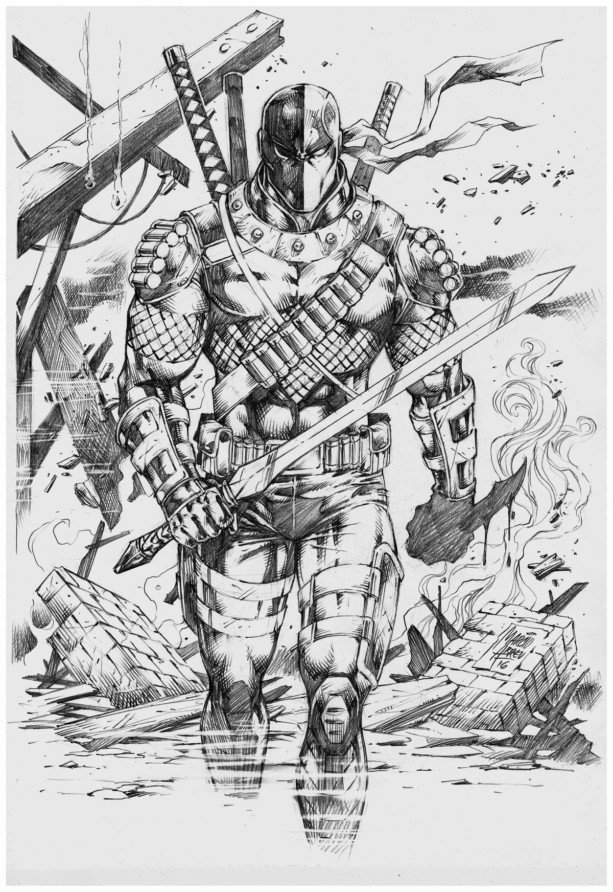 Majestic deathstroke coloring page