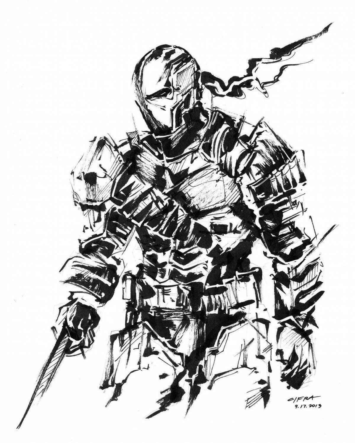 Radiant coloring page deathstroke