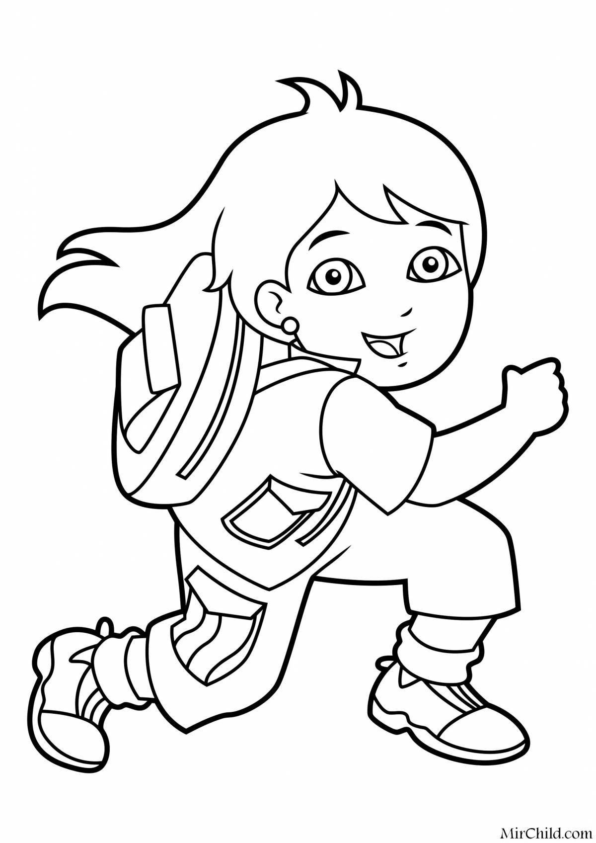 Coloring page energetic run