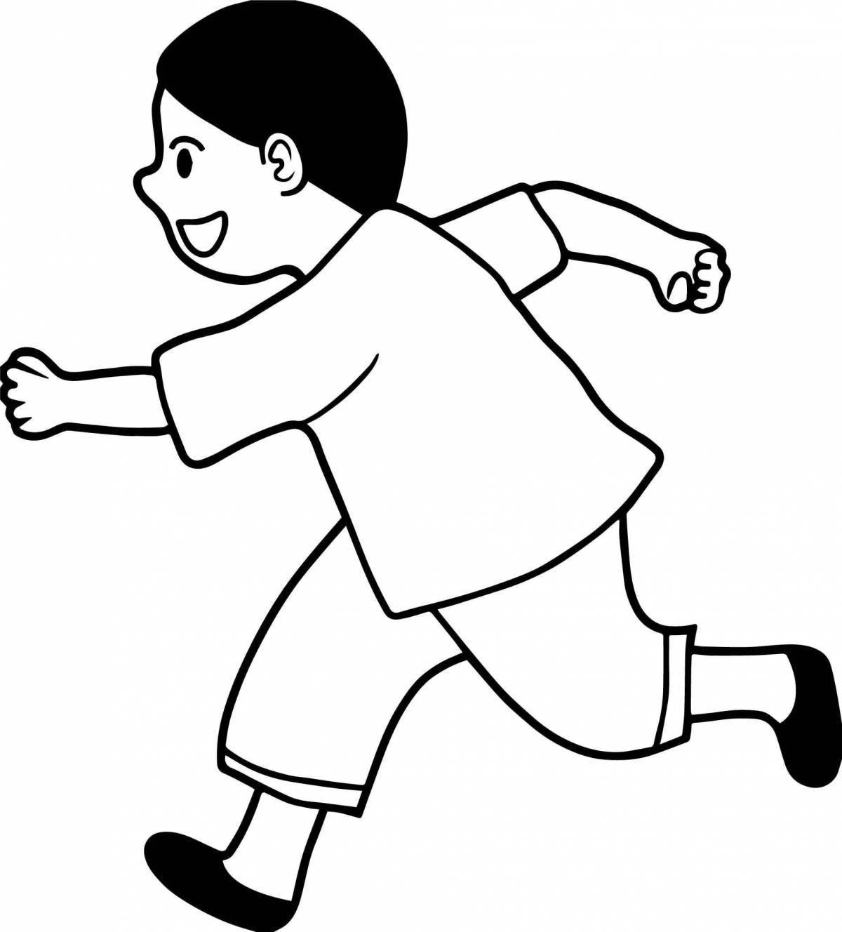 Exciting running coloring page