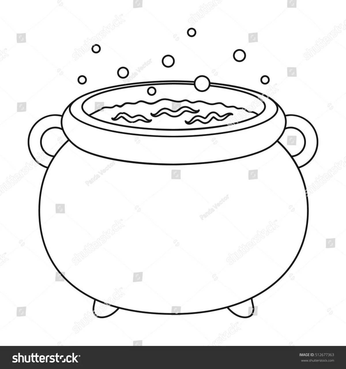 Attractive cauldron coloring page