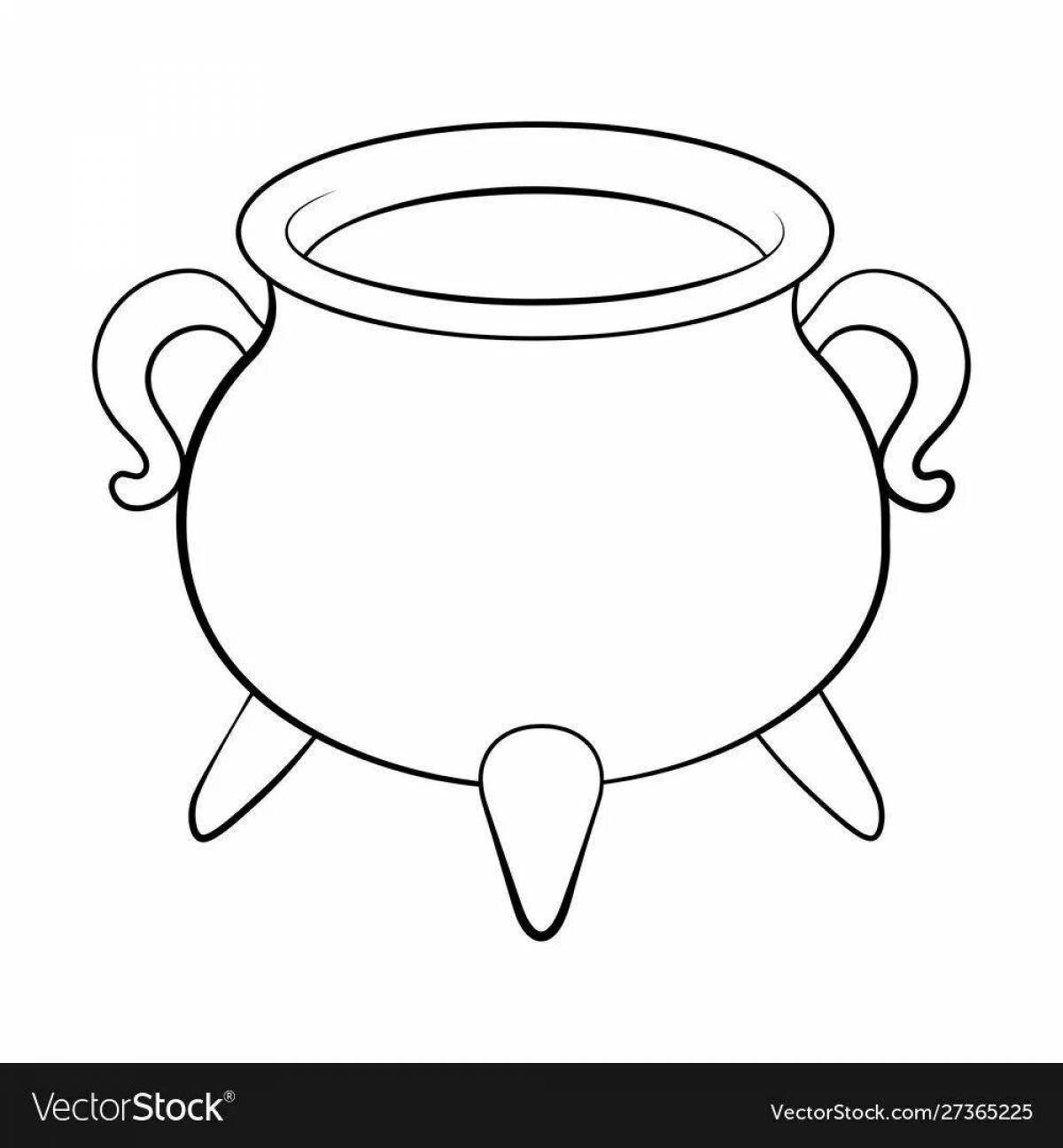 Glowing cauldron coloring page