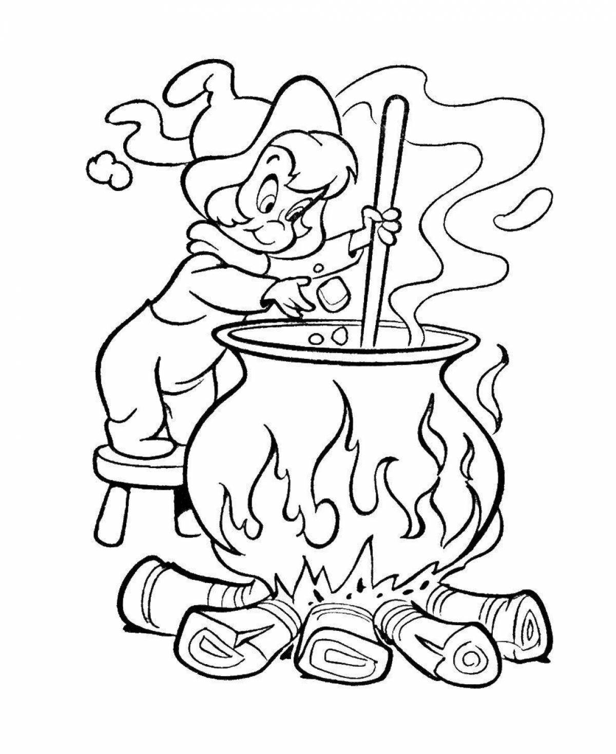 Radiant cauldron coloring page