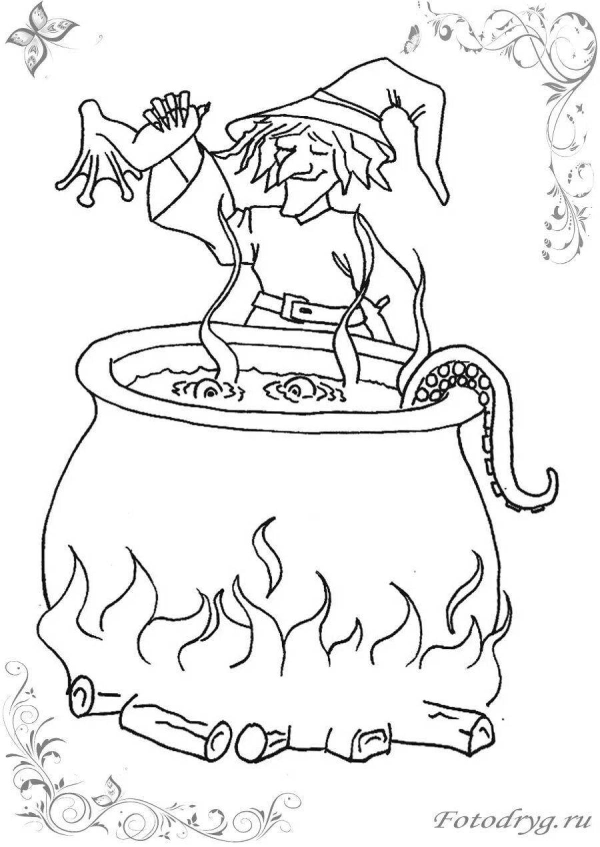 Awesome cauldron coloring page