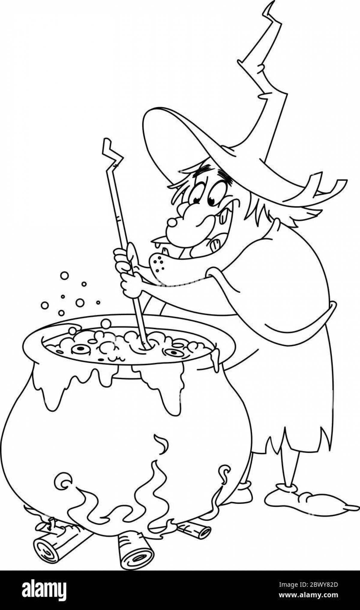 Coloring cute cauldron