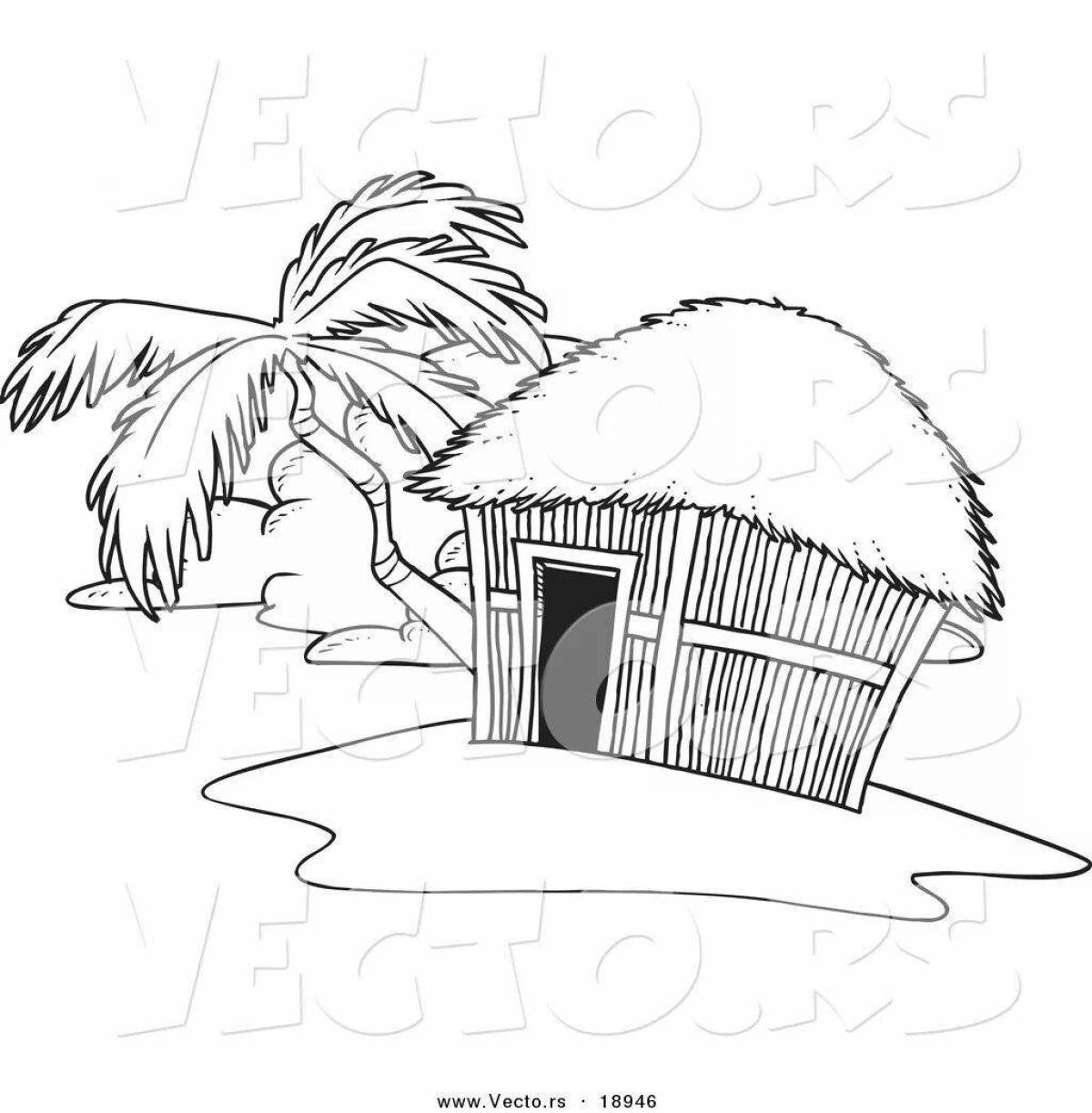 Coloring page funny hut