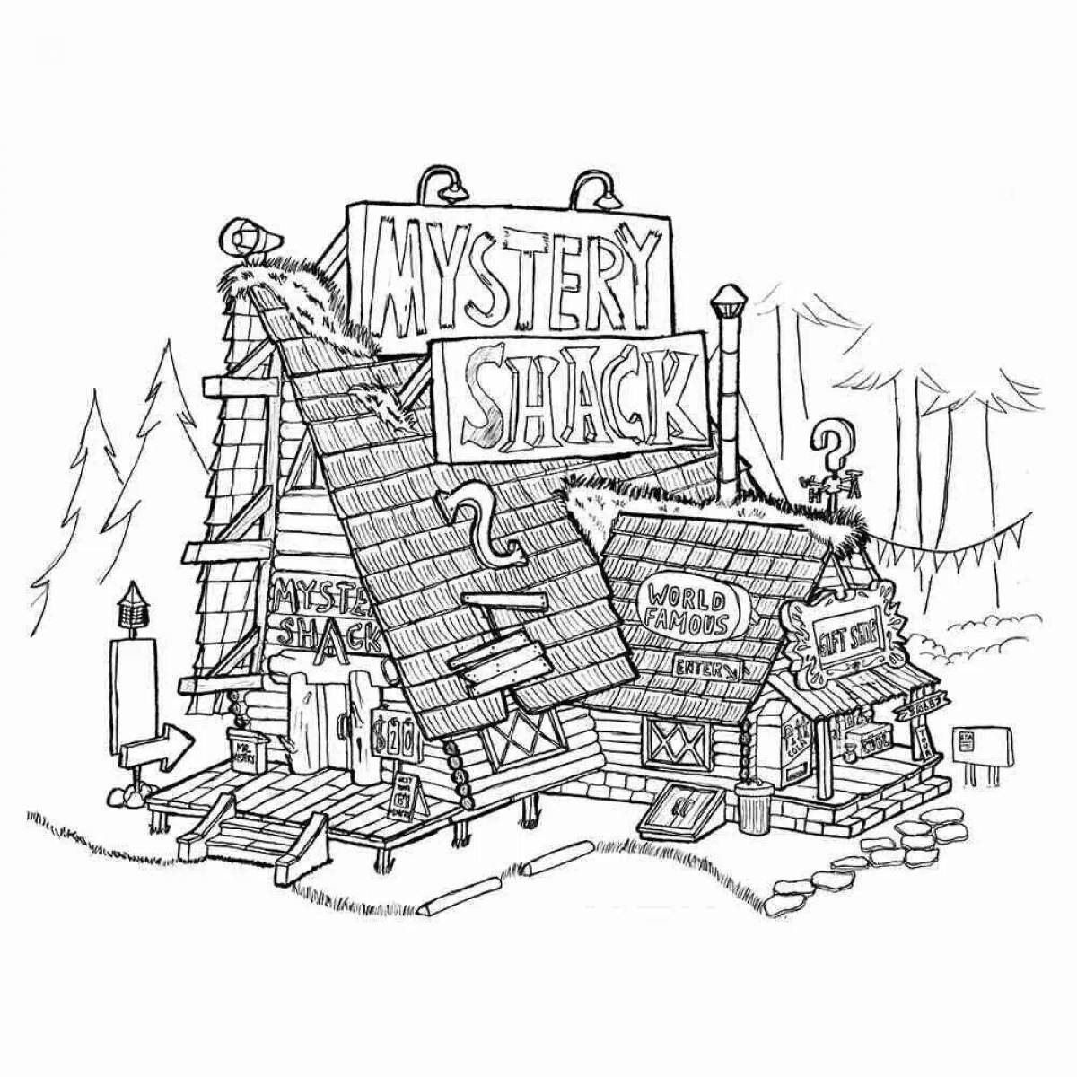 Playful hut coloring page