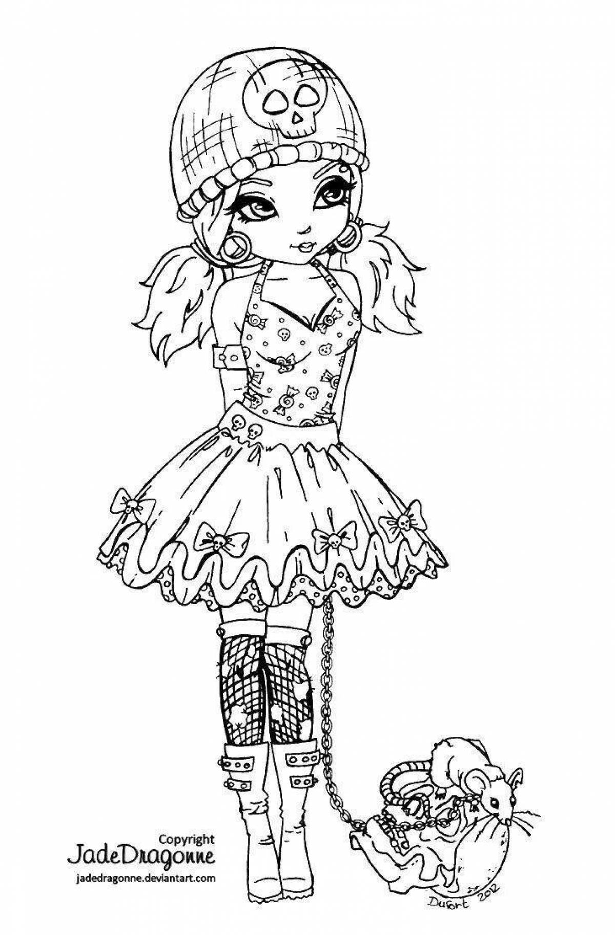 Color-explosion blythe coloring page