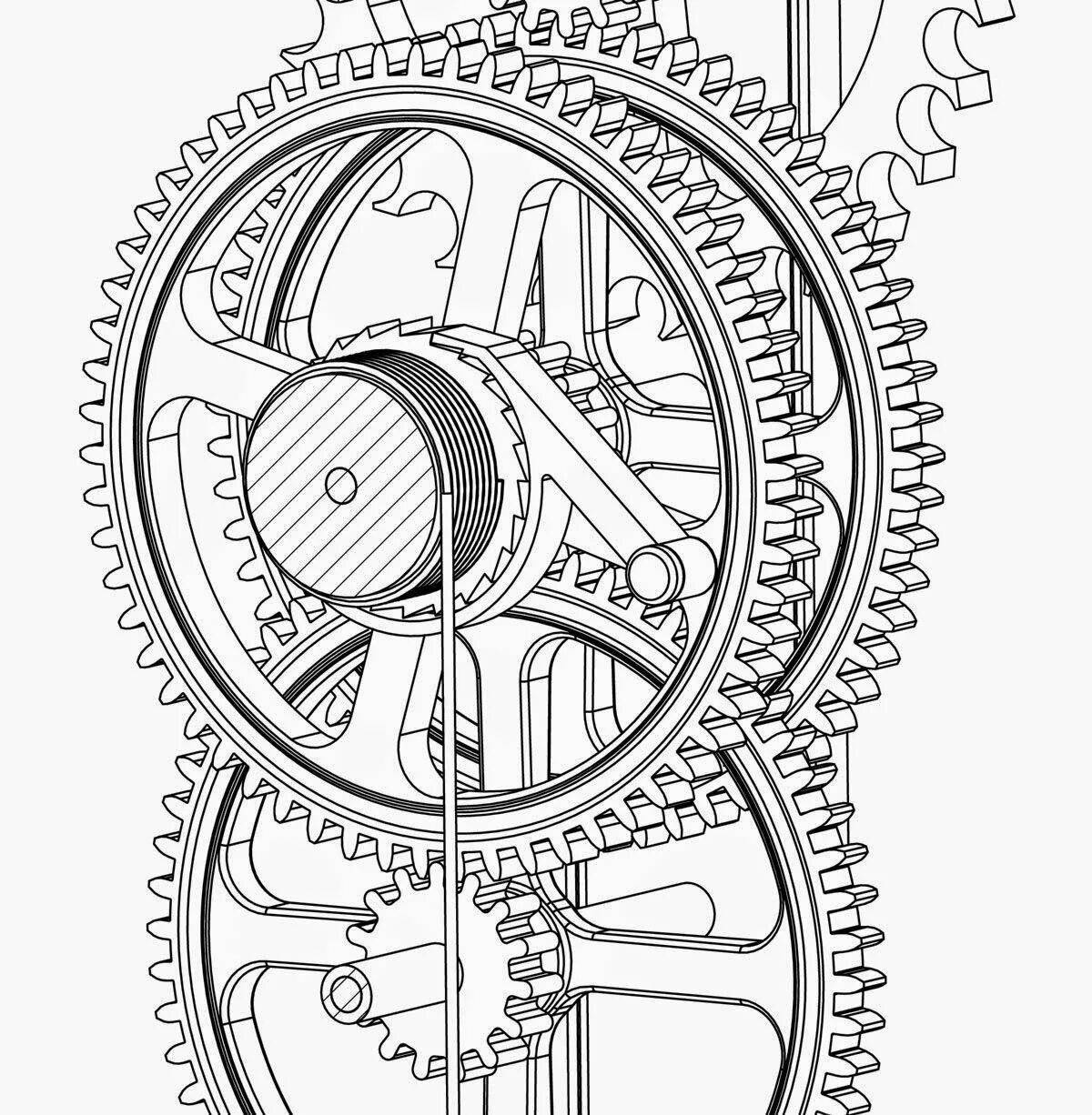 Colorful mechanism coloring page