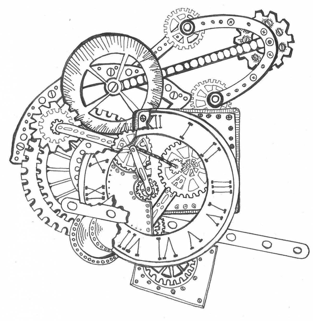 Bright coloring page mechanism