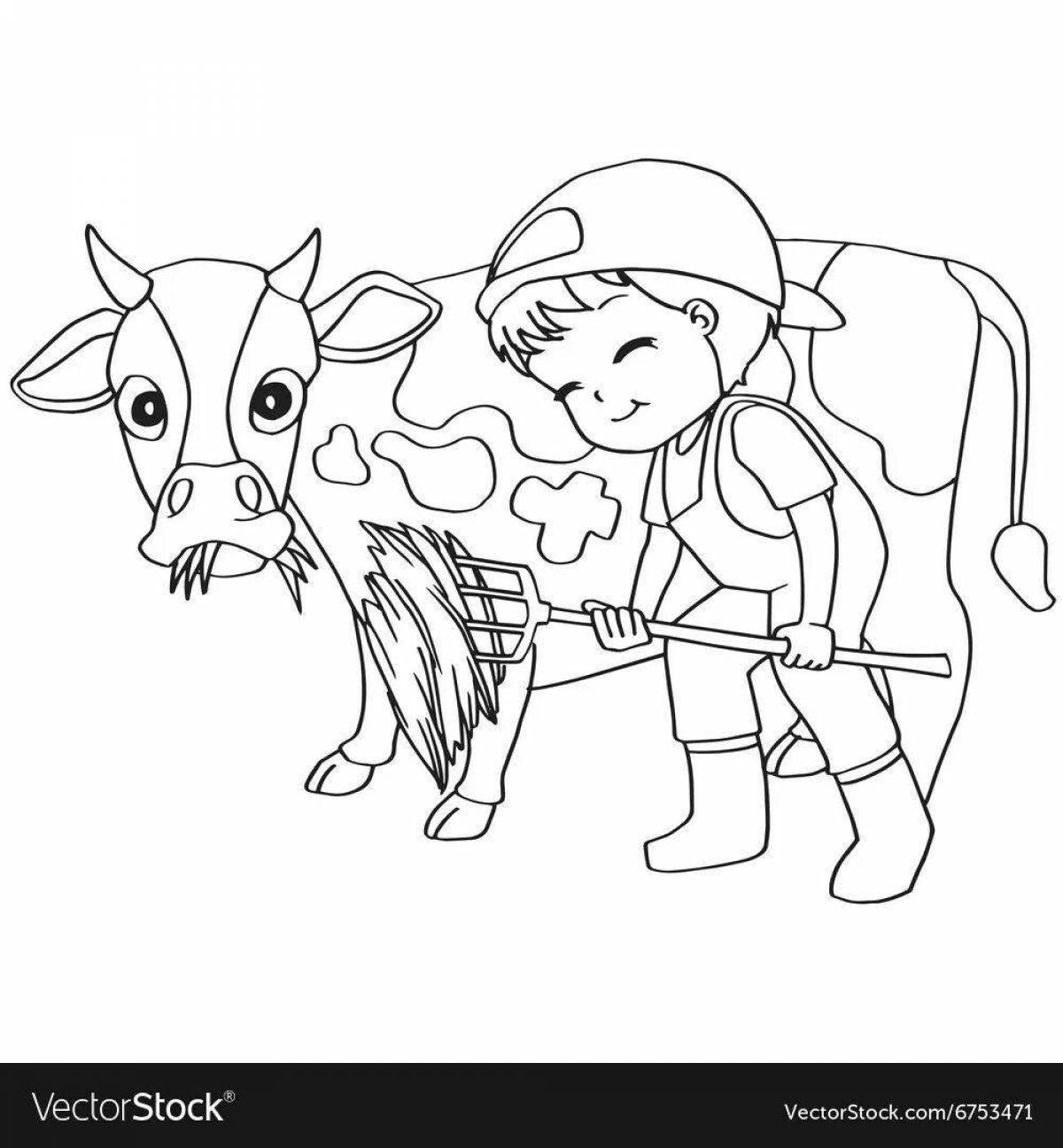 Colorful milkmaid coloring book