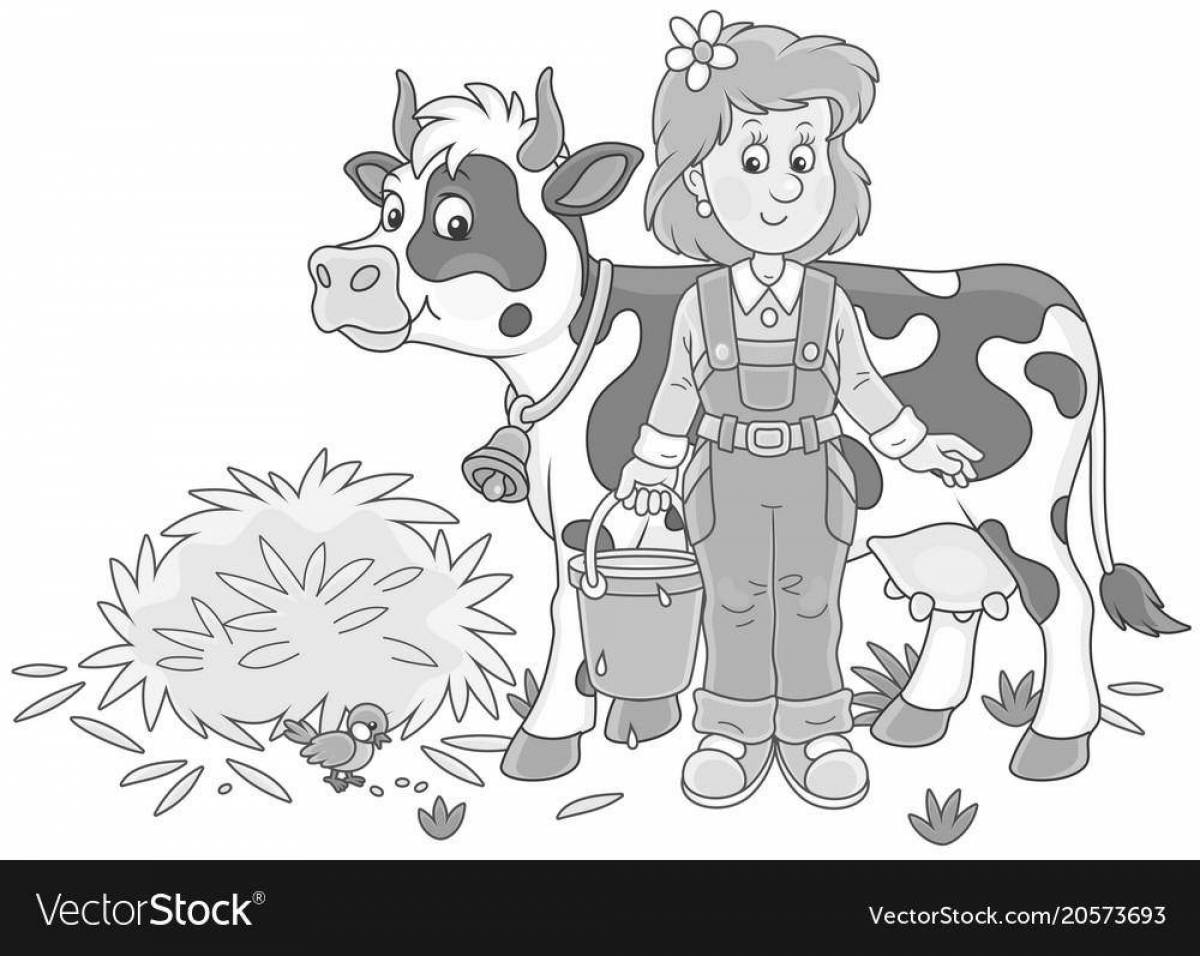 Animated milkmaid coloring book