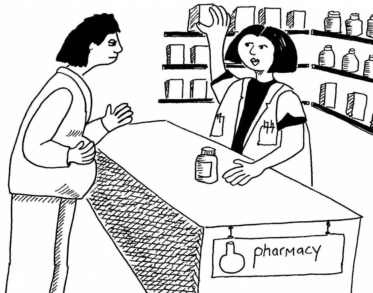 Colorful apothecary coloring page
