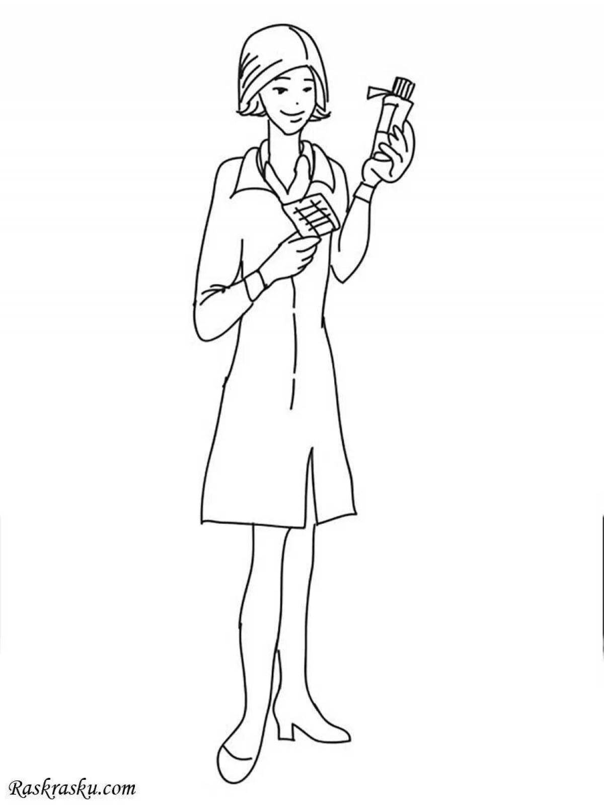 Attracting a pharmacist coloring book