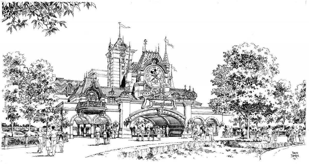 Disneyland glitter coloring page