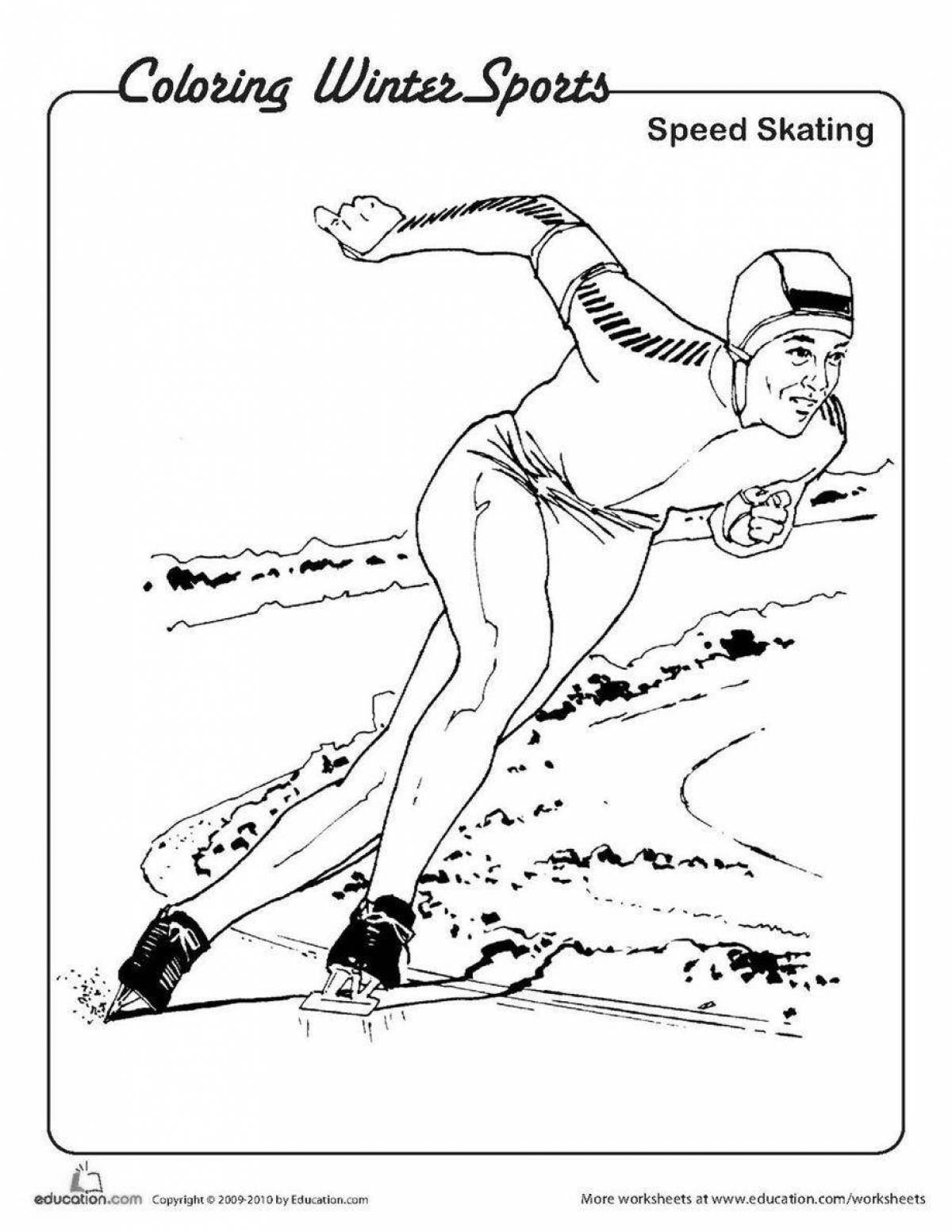 Coloring page of a sociable skater