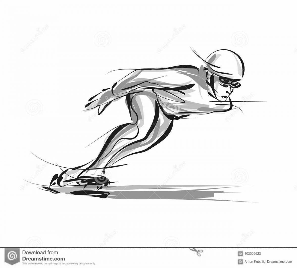 Animated figure skater coloring page