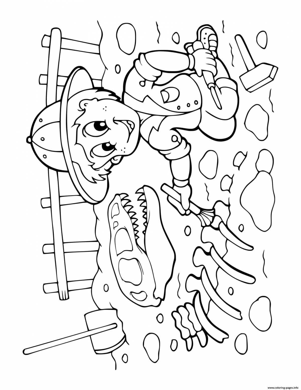 Colorful archaeologist coloring page