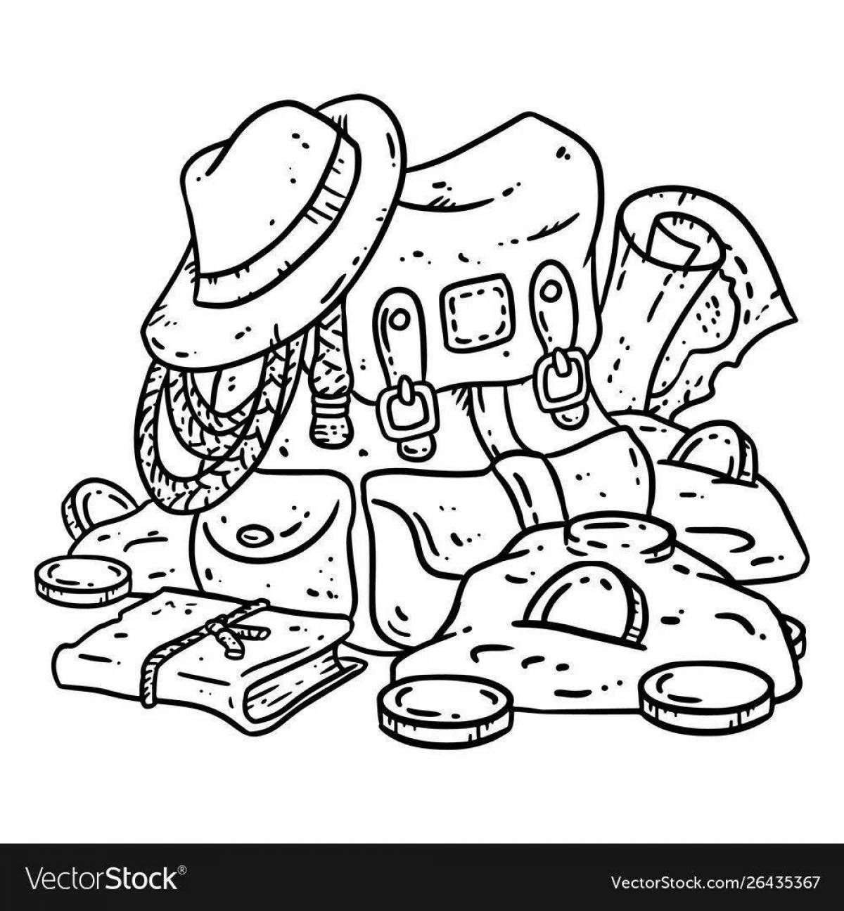 Curious archaeologist coloring page
