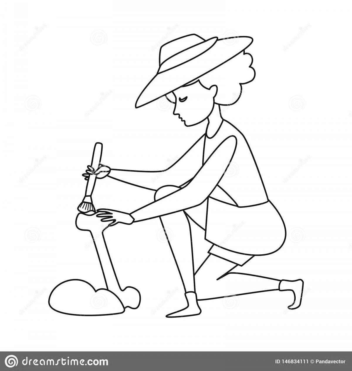 Coloring book brave archaeologist