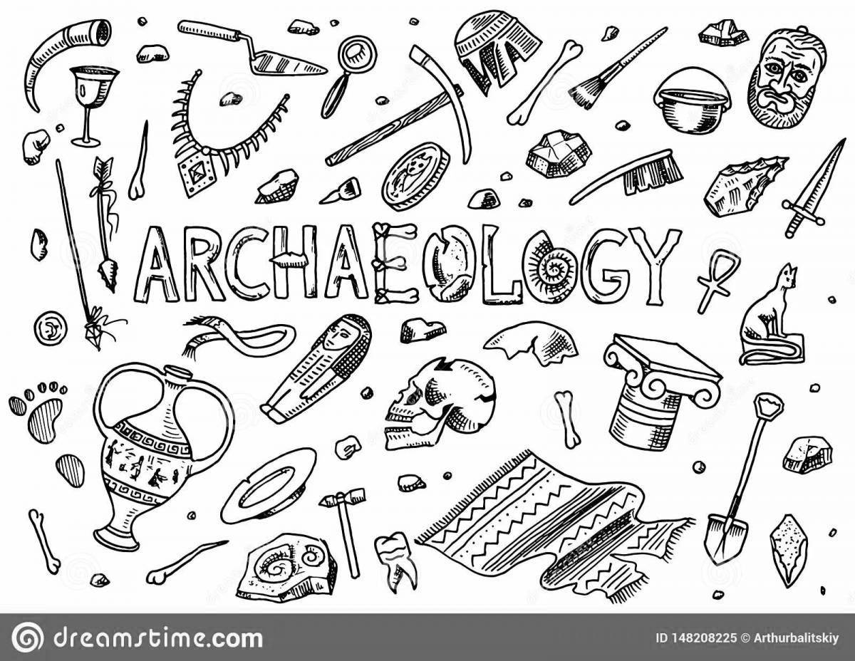 Coloring book tenacious archaeologist