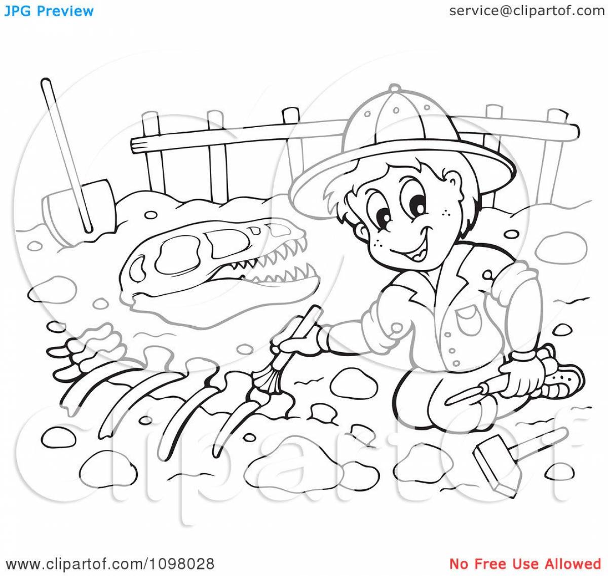 Decided archaeologist coloring page