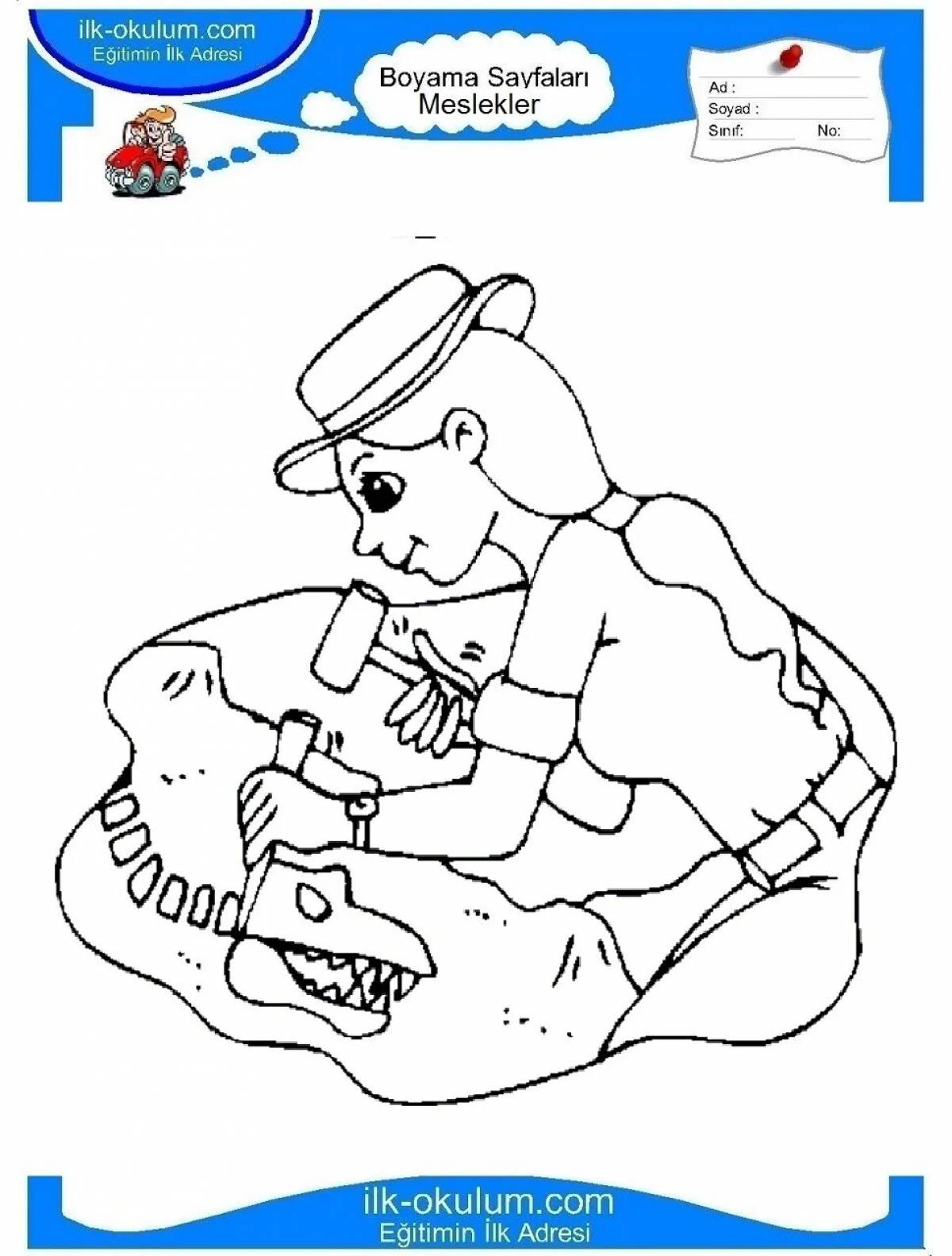 Coloring book fabulous archaeologist