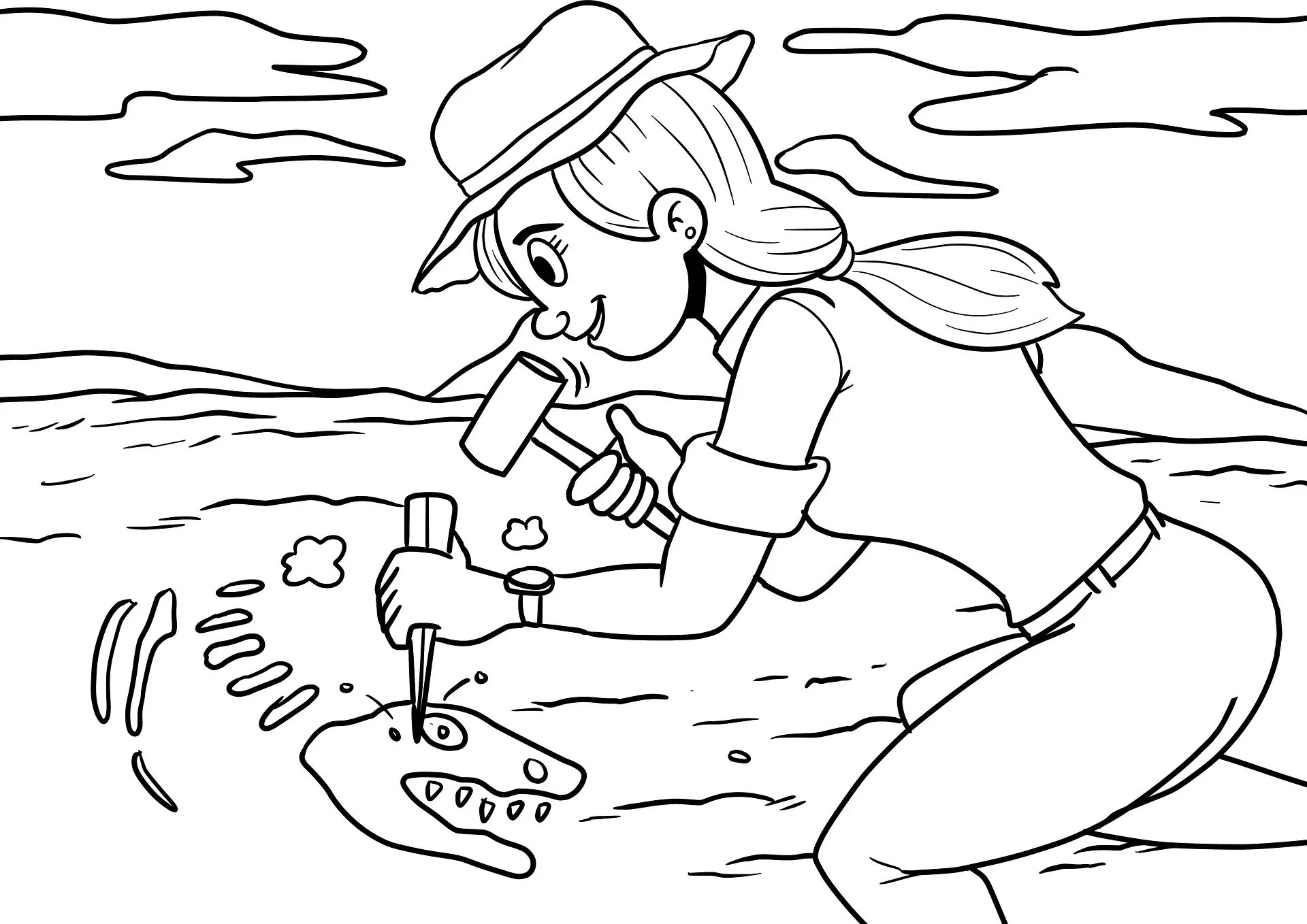 Innovative archaeologist coloring page