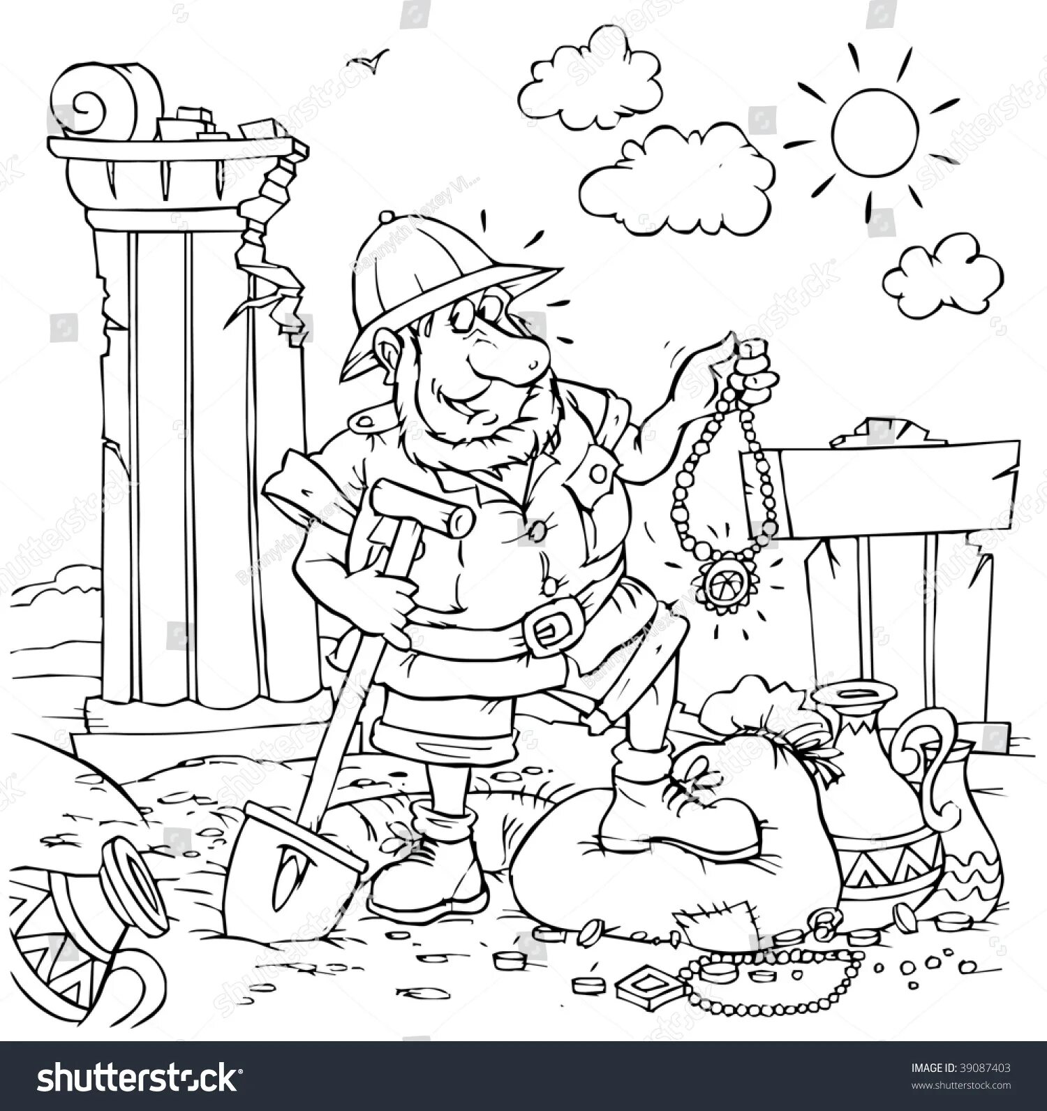 Coloring book kind archaeologist