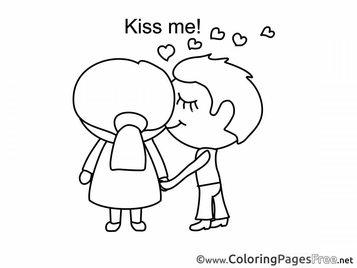 Очаровательная раскраска поцелуй