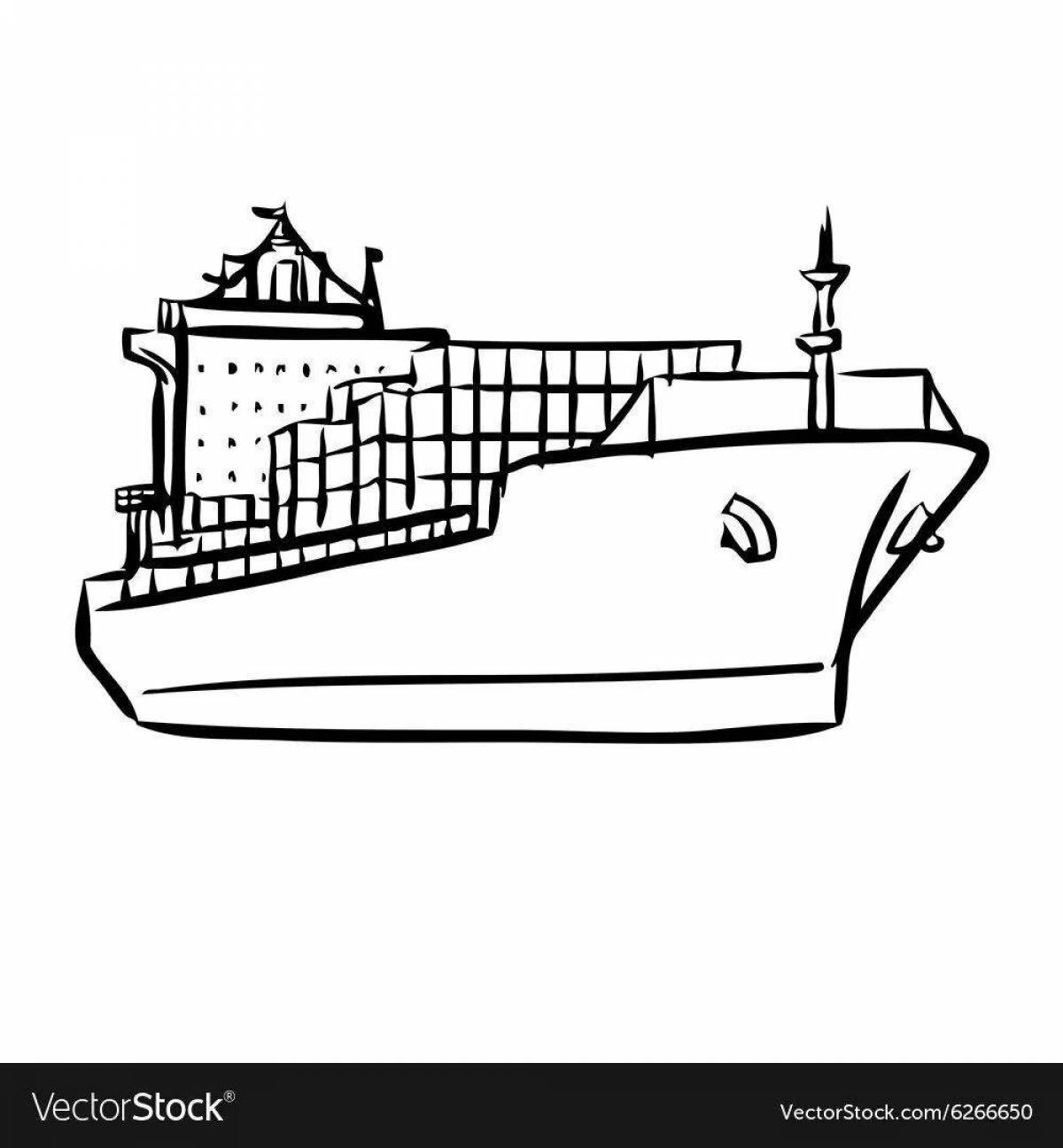 Majestic container ship coloring page