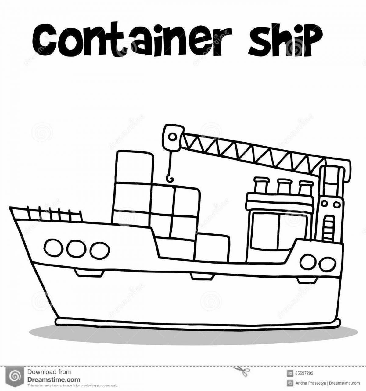 Impressive container ship coloring page