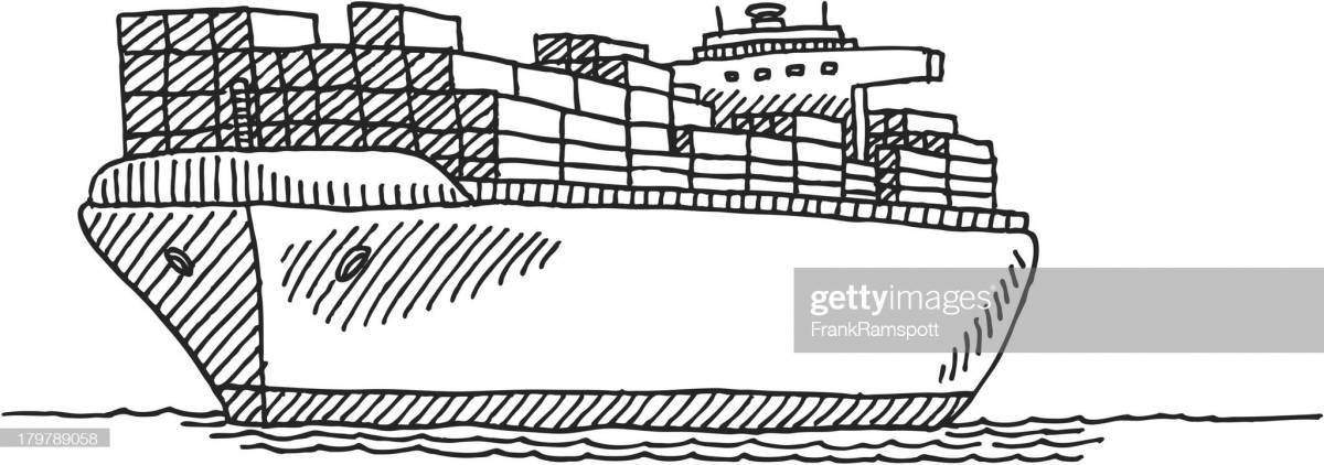 Awesome container ship coloring page